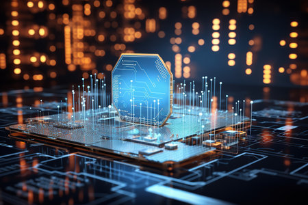 digital technology concept featuring a futuristic hologram with cloud icon,Generated with AIの素材