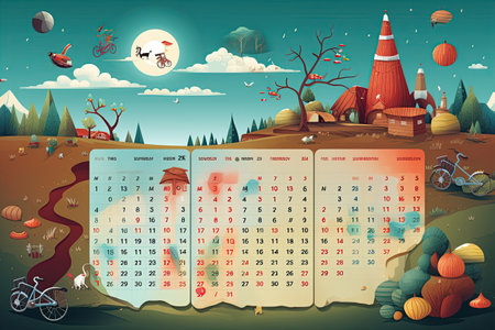 A 2024 calendar featuring all 12 months with dates and holidays highlighted,Generated with AIの素材