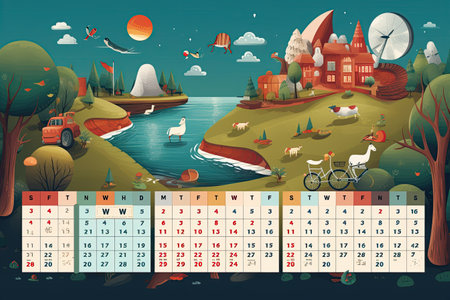 A 2024 calendar featuring all 12 months with dates and holidays highlighted,Generated with AIの素材