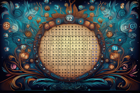 A 2024 calendar featuring all 12 months with dates and holidays highlighted,Generated with AIの素材