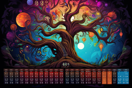 A 2024 calendar featuring all 12 months with dates and holidays highlighted,Generated with AIの素材