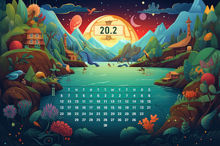 A 2024 calendar featuring all 12 months with dates and holidays highlighted,Generated with AIの素材