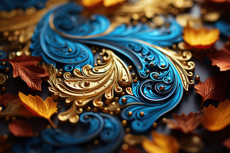intricate paisley pattern, featuring vibrant colors and elegant details,Generated with AIの素材