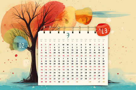 A 2024 calendar featuring all 12 months with dates and holidays highlighted,Generated with AIの素材