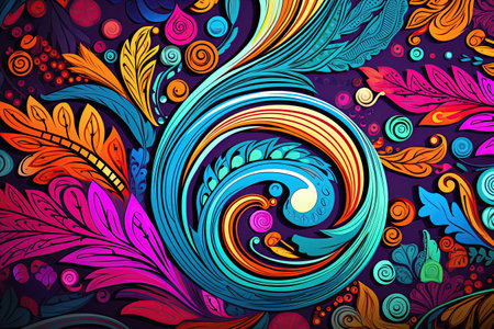 intricate paisley pattern, featuring vibrant colors and elegant details,Generated with AIの素材