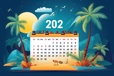 A 2024 calendar featuring all 12 months with dates and holidays highlighted,Generated with AIの素材