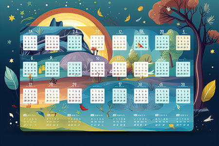 A 2024 calendar featuring all 12 months with dates and holidays highlighted,Generated with AIの素材