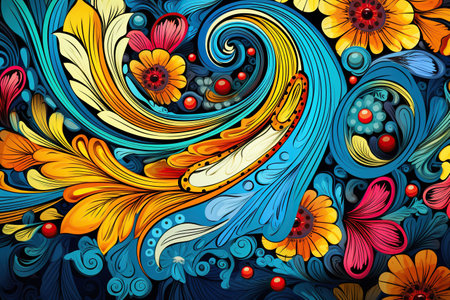 intricate paisley pattern, featuring vibrant colors and elegant details,Generated with AIの素材