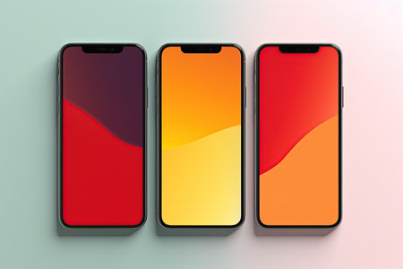 Smartphone with Three Square Post Layout Mockup,Generated with AIの素材