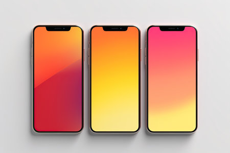Smartphone with Three Square Post Layout Mockup,Generated with AIの素材