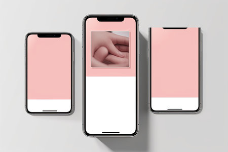 Smartphone with Three Square Post Layout Mockup,Generated with AIの素材