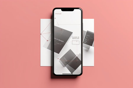 Smartphone with Three Square Post Layout Mockup,Generated with AIの素材