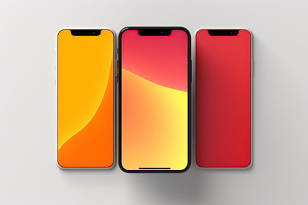 Smartphone with Three Square Post Layout Mockup,Generated with AIの素材