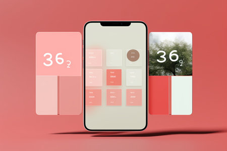 Smartphone with Three Square Post Layout Mockup,Generated with AIの素材