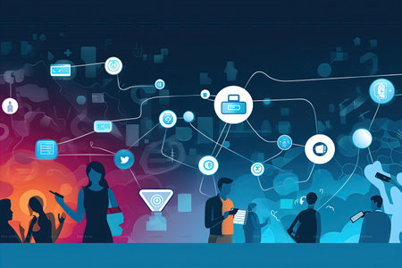 depicting the concept of mobile communication and social media,Generated with AIの素材