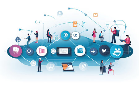depicting the concept of mobile communication and social media,Generated with AIの素材