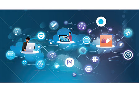 depicting the concept of mobile communication and social media,Generated with AIの素材