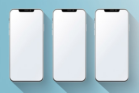 Smartphone with Three Square Post Layout Mockup,Generated with AIの素材