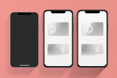 Smartphone with Three Square Post Layout Mockup,Generated with AIの素材