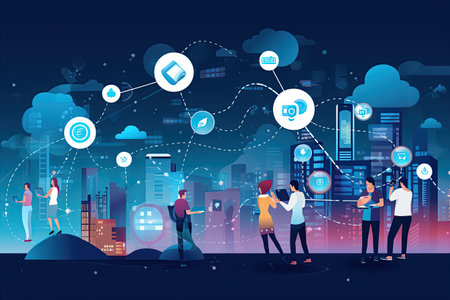 depicting the concept of mobile communication and social media,Generated with AIの素材