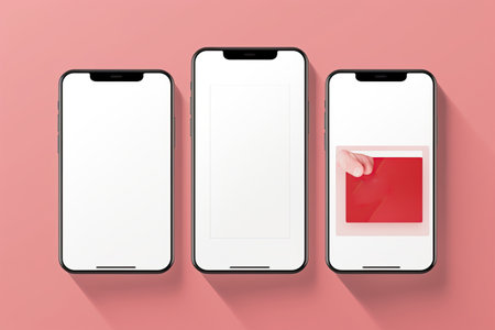 Smartphone with Three Square Post Layout Mockup,Generated with AIの素材