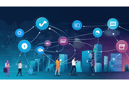 depicting the concept of mobile communication and social media,Generated with AIの素材