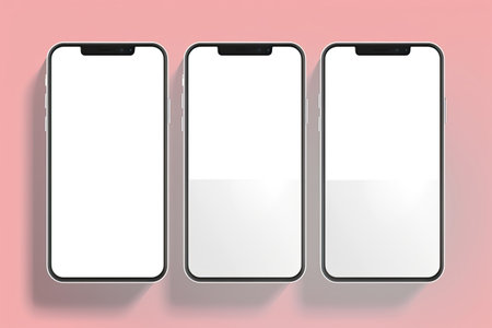 Smartphone with Three Square Post Layout Mockup,Generated with AIの素材