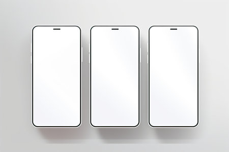 Smartphone with Three Square Post Layout Mockup,Generated with AIの素材