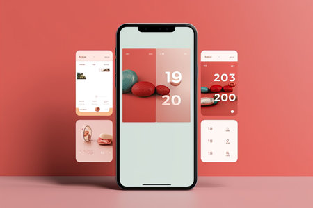 Smartphone with Three Square Post Layout Mockup,Generated with AIの素材