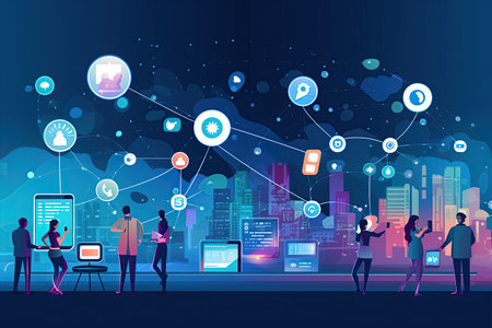 depicting the concept of mobile communication and social media,Generated with AIの素材