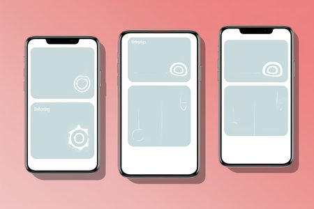 Smartphone with Three Square Post Layout Mockup,Generated with AIの素材