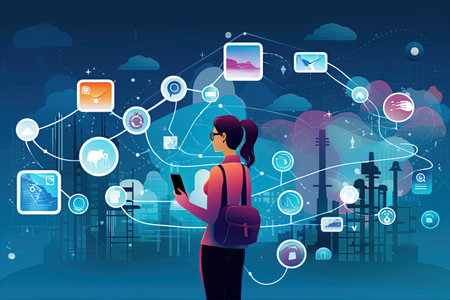 depicting the concept of mobile communication and social media,Generated with AIの素材