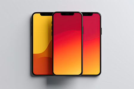 Smartphone with Three Square Post Layout Mockup,Generated with AIの素材