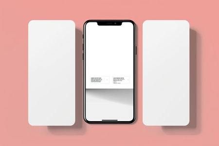 Smartphone with Three Square Post Layout Mockup,Generated with AIの素材
