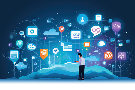 depicting the concept of mobile communication and social media,Generated with AIの素材