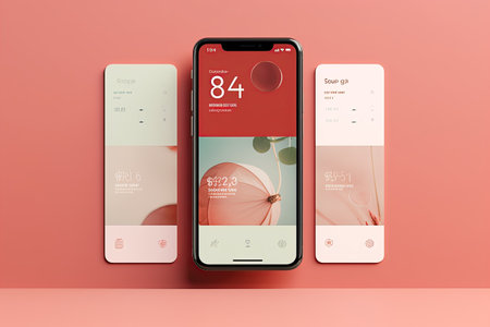 Smartphone with Three Square Post Layout Mockup,Generated with AIの素材