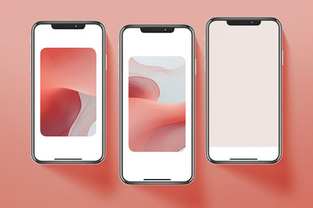 Smartphone with Three Square Post Layout Mockup,Generated with AIの素材