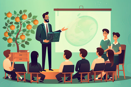 Teachers Day: blackboard and students eager to learn,Generated with AIの素材