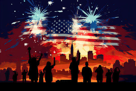 Fourth of July Independence Day in the United States,Generated with AIの素材