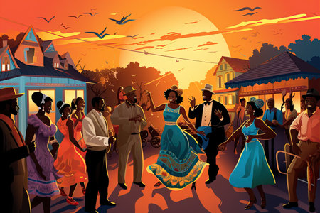 Juneteenth Celebration Vibrant and diverse images depicting Juneteenth festivities,Generated with AIの素材