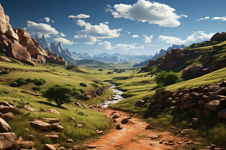 Hill and the unique landscapes,Generated with AIの素材
