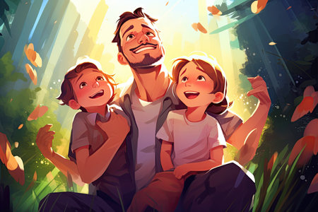 Happy Children Day with joyful kids playing and learning together,Generated with AIの素材