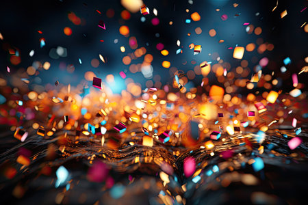 colorful and festive confetti falling through the air, creating a sense of joy and celebration.の素材