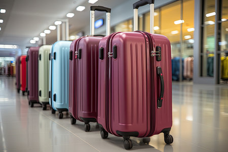 suitcases at the airport, symbolizing the concept of travel and journey.Generated with AIの素材