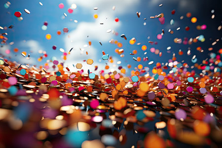 colorful and festive confetti falling through the air, creating a sense of joy and celebration.の素材