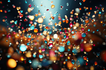colorful and festive confetti falling through the air, creating a sense of joy and celebration.の素材