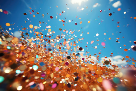 colorful and festive confetti falling through the air, creating a sense of joy and celebration.の素材
