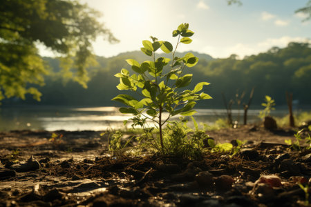 Earth Day Visuals highlighting environmental conservation, planting trees, enjoying nature,Generated with AIの素材