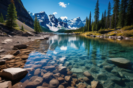 Majestic Lake: A stunning lake in National Park,Generated with AIの素材