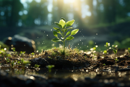 Earth Day Visuals highlighting environmental conservation, planting trees, enjoying nature,Generated with AIの素材